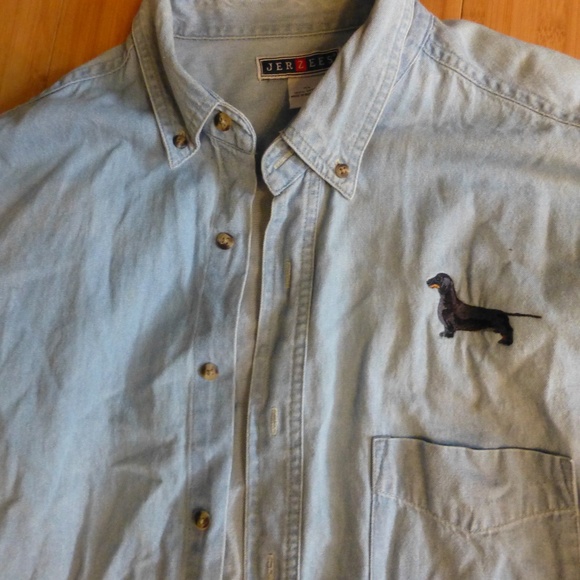 Jerzees Other - JERZEE DENIM LS SHIRT BLK DASCHUND XL